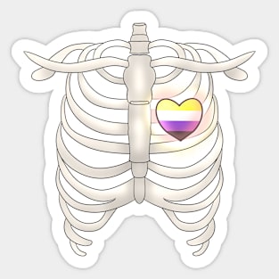 Ribcage With Nonbinary Heart Sticker